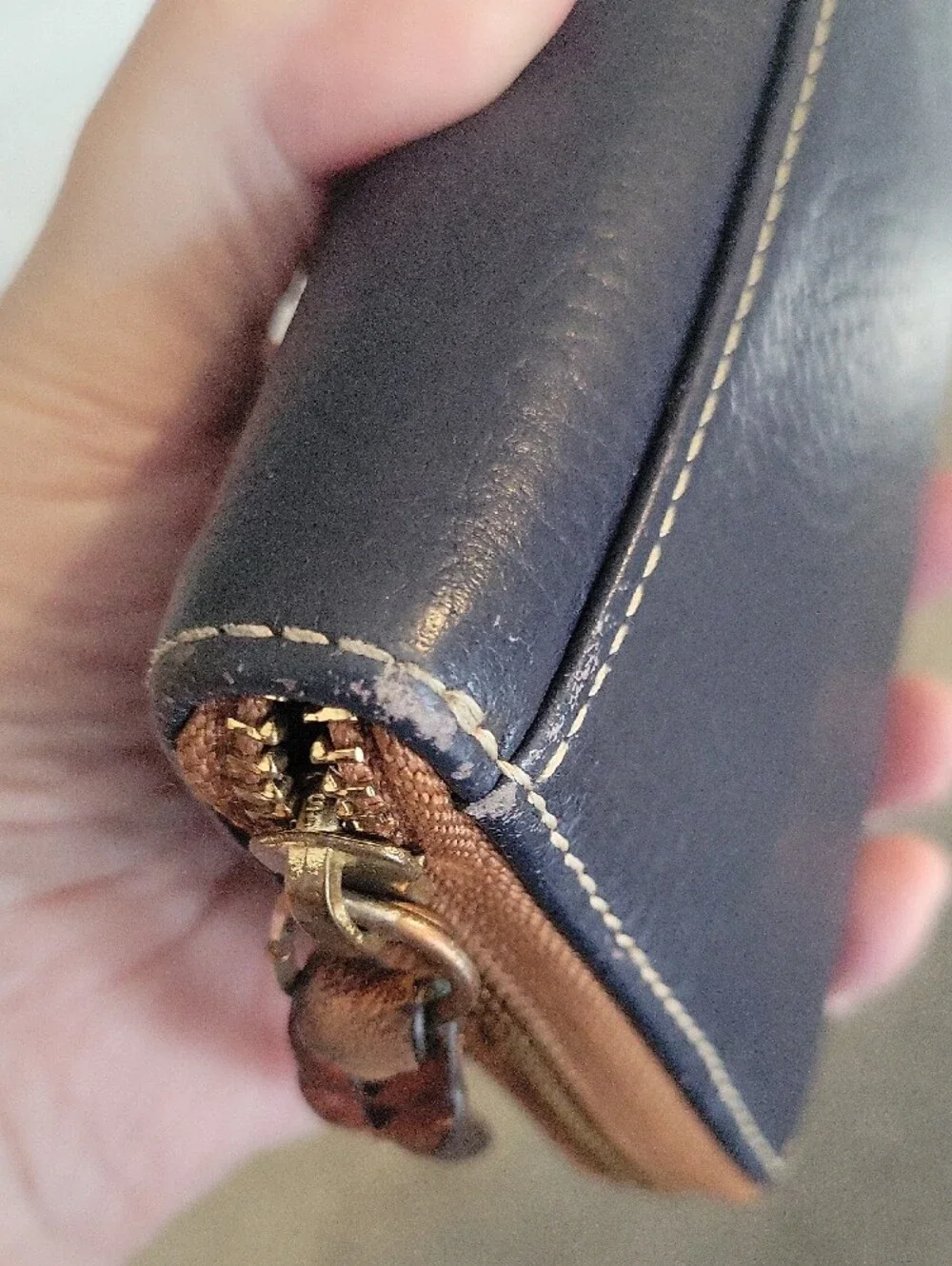 Dooney & Bourke Navy Pebbled Leather Zip Around Wallet